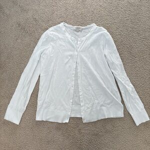 LOFT White Knit Button Up Cardigan Top